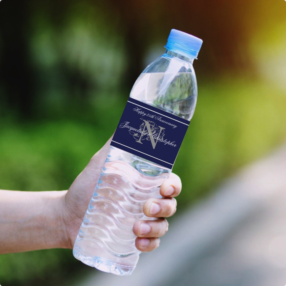 Modern Wedding Water Bottle Label, Wedding Favor Label, Personalized Wedding Water Bottle Label