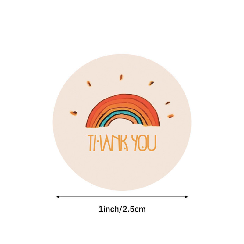 Cute Cartoon Sun Rainbow Clouds Stickers, Round Thank You Labels, Handmade Gift Decor Stickers, Kids Reward Label Set