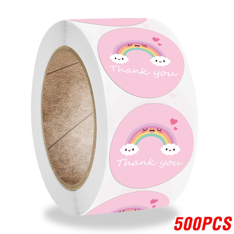 Cute Cartoon Sun Rainbow Clouds Stickers, Round Thank You Labels, Handmade Gift Decor Stickers, Kids Reward Label Set