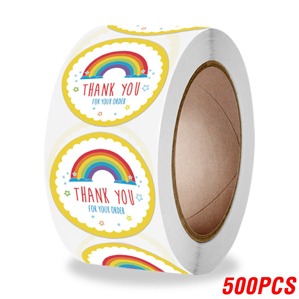 Cute Cartoon Sun Rainbow Clouds Stickers, Round Thank You Labels, Handmade Gift Decor Stickers, Kids Reward Label Set