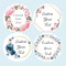 Custom Name Date Thank You Stickers, Personalized Round Circle Labels, Wedding or Bridal Shower Party Favor Stickers, Cu