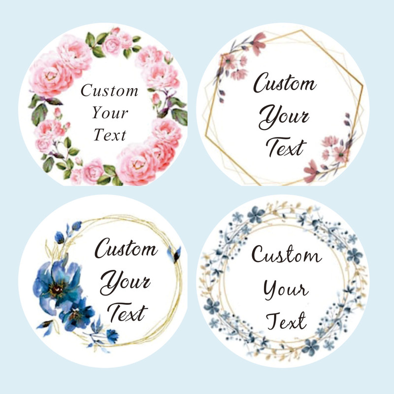 Custom Name Date Thank You Stickers, Personalized Round Circle Labels, Wedding or Bridal Shower Party Favor Stickers, Cu