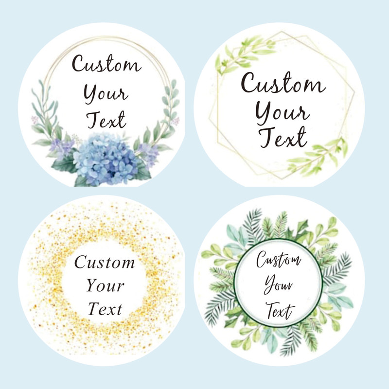 Custom Name Date Thank You Stickers, Personalized Round Circle Labels, Wedding or Bridal Shower Party Favor Stickers, Cu