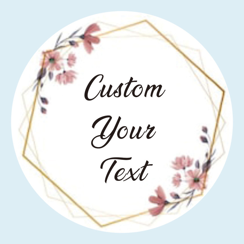 Custom Name Date Thank You Stickers, Personalized Round Circle Labels, Wedding or Bridal Shower Party Favor Stickers, Cu