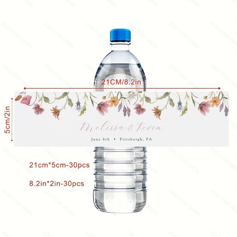 Modern wedding water bottle label, custom wedding water bottle label, printed personalized, wedding water bottle label