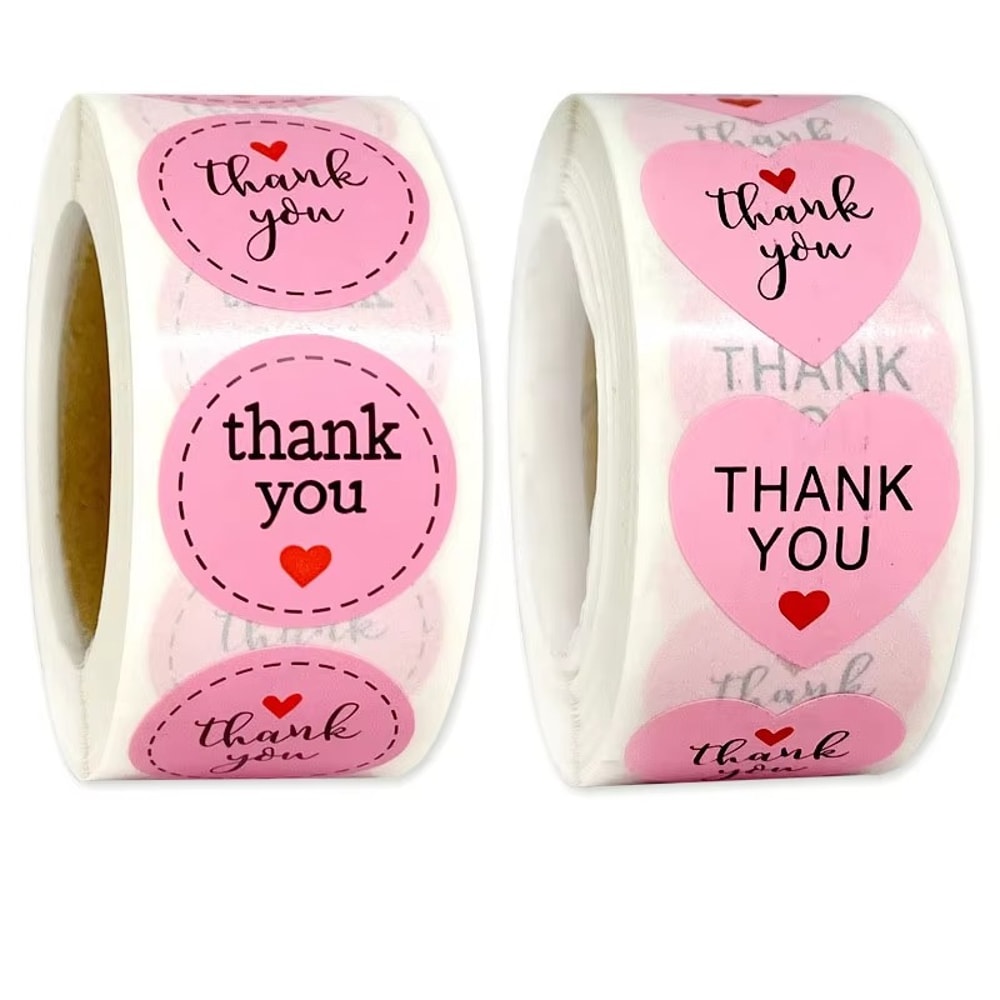 Thank You Stickers, Heart Stickers, Love for Packaging Decoration, Stickers for Business