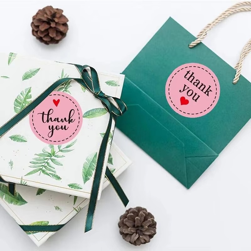 Thank You Stickers, Heart Stickers, Love for Packaging Decoration, Stickers for Business