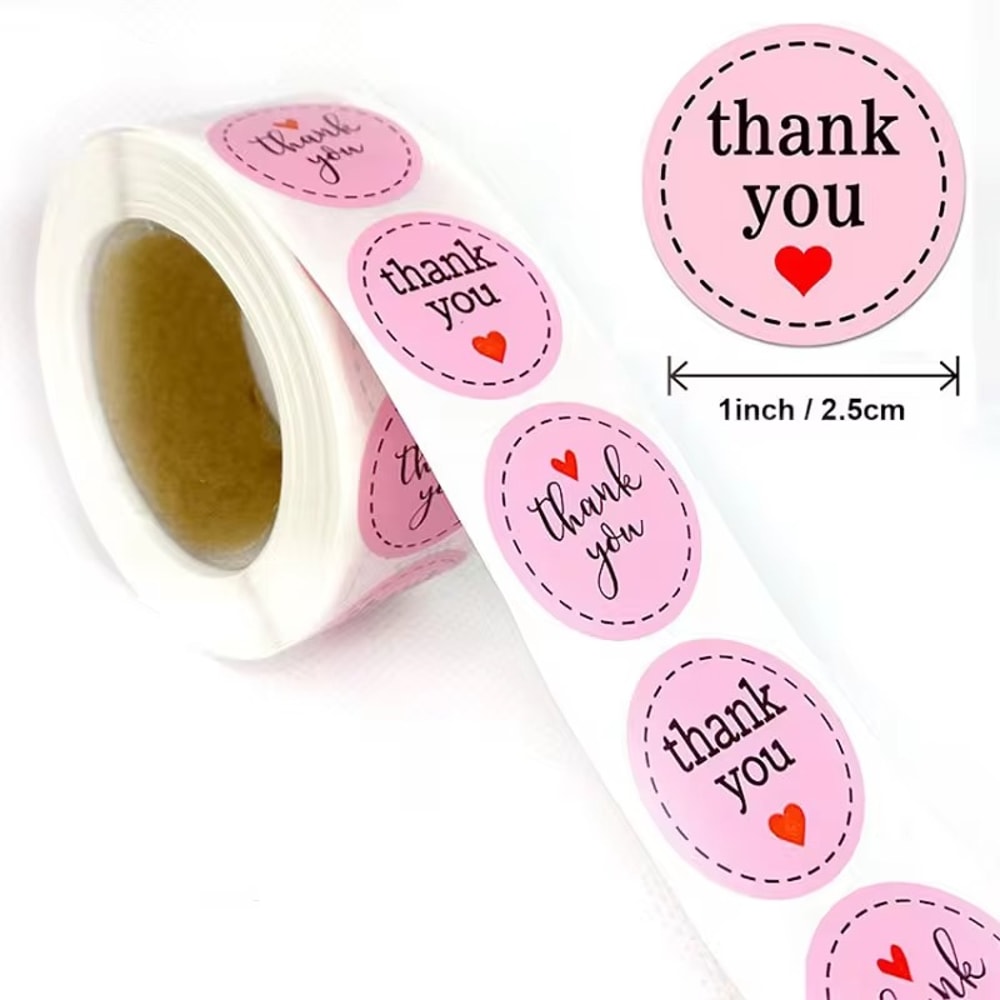 Thank You Stickers, Heart Stickers, Love for Packaging Decoration, Stickers for Business