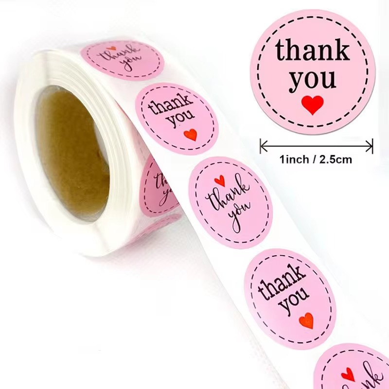 Thank You Stickers, Heart Stickers, Love for Packaging Decoration, Stickers for Business