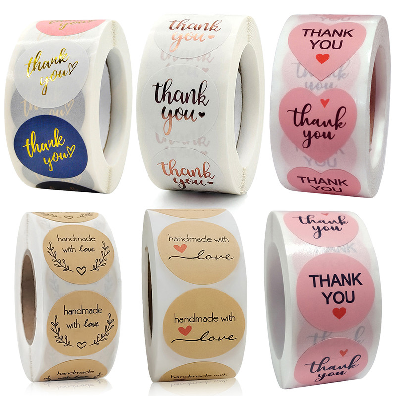 Pink Kraft Paper Stickers, Thank You Stickers, Gift Bags Packaging, Small Business Labels, Seals Envelopes