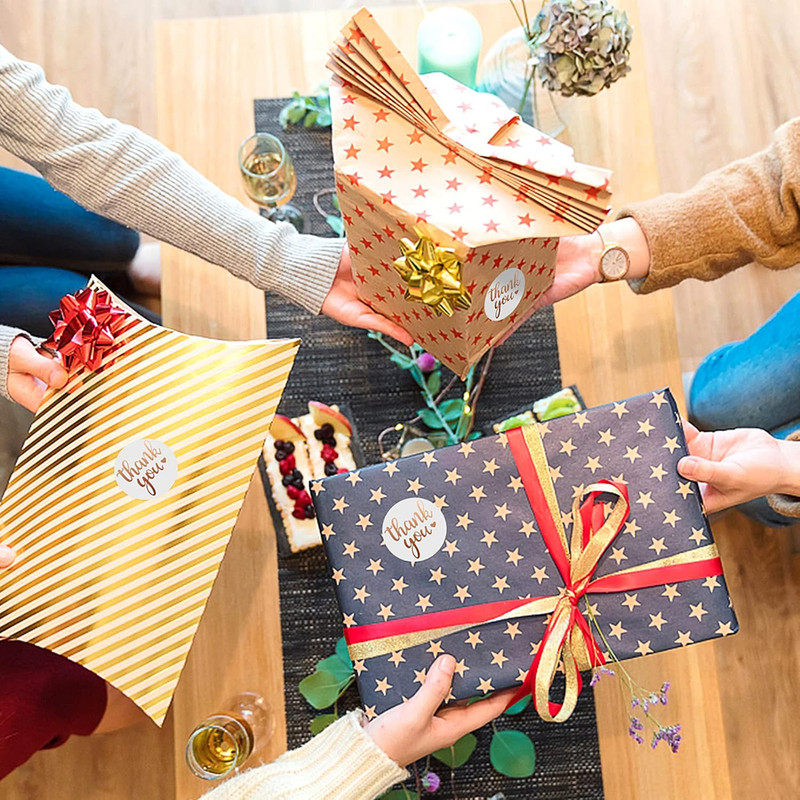 Pink Kraft Paper Stickers, Thank You Stickers, Gift Bags Packaging, Small Business Labels, Seals Envelopes