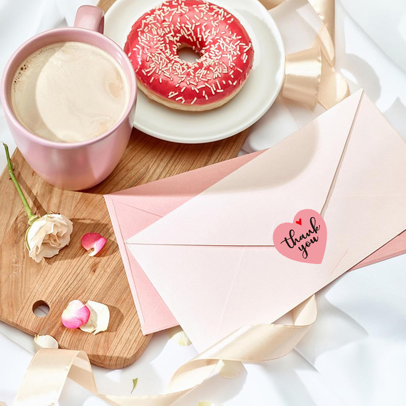 Pink Kraft Paper Stickers, Thank You Stickers, Gift Bags Packaging, Small Business Labels, Seals Envelopes