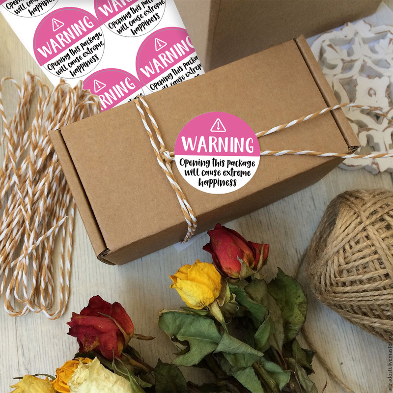 Business Commodity, Warning Opening This Package Will Cause Extreme Happiness, Box Seal Sticker, Packaging Stickers
