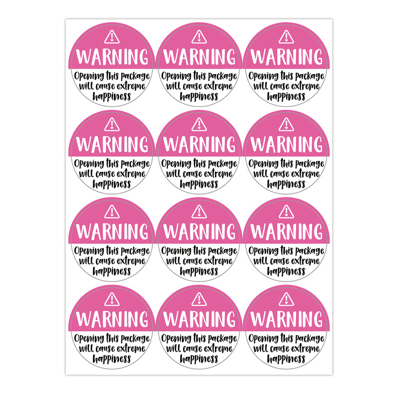 Business Commodity, Warning Opening This Package Will Cause Extreme Happiness, Box Seal Sticker, Packaging Stickers