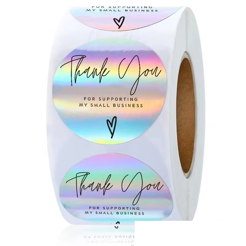 Thank You Stickers for Business, Small Packaging Stickers, Rolling Stickers Roll, Photocard Decor Pack, Merci Labels