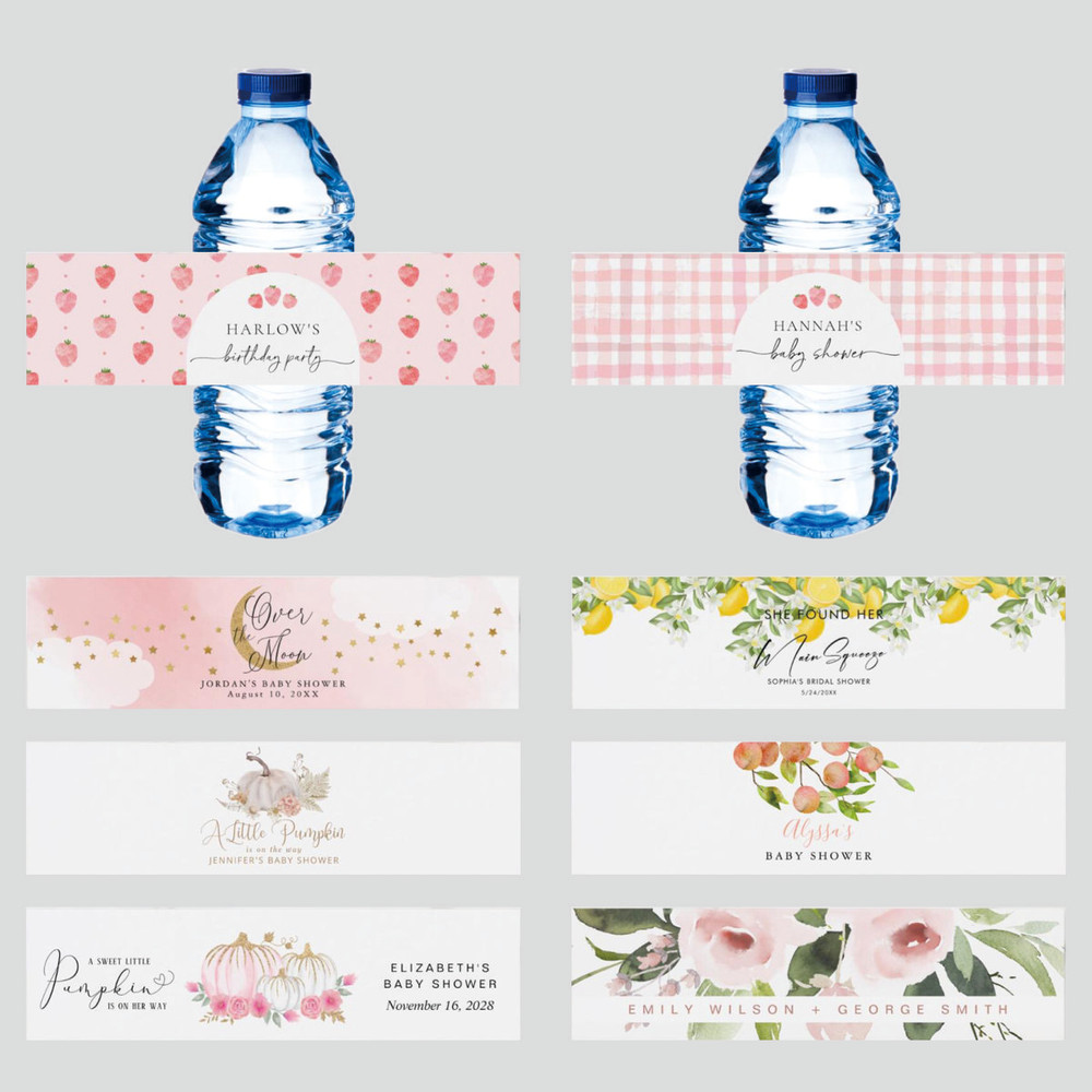 Water Bottle Stickers, Personalized Customized Bottle Labels, Wedding Party, Birthday Baptism Decorations