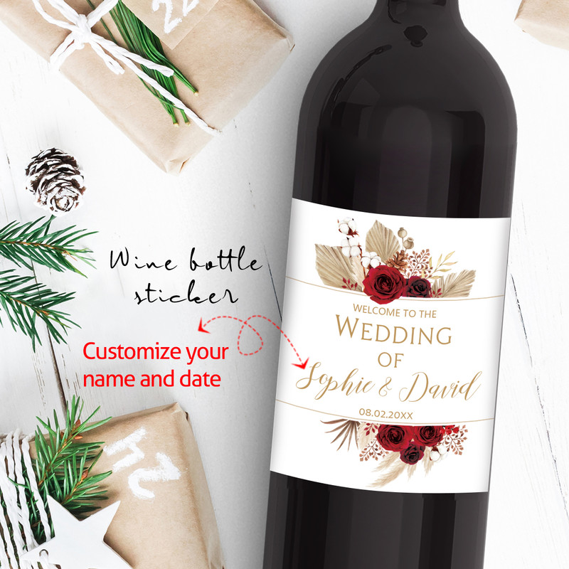 Wedding Labels Stickers, Personal Customized Wine Bottle Labels, Unique Custom Name And Date, Special Celebration