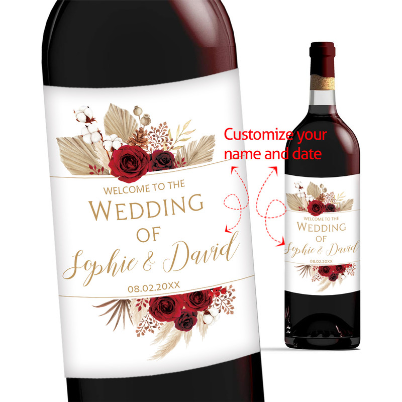 Wedding Labels Stickers, Personal Customized Wine Bottle Labels, Unique Custom Name And Date, Special Celebration
