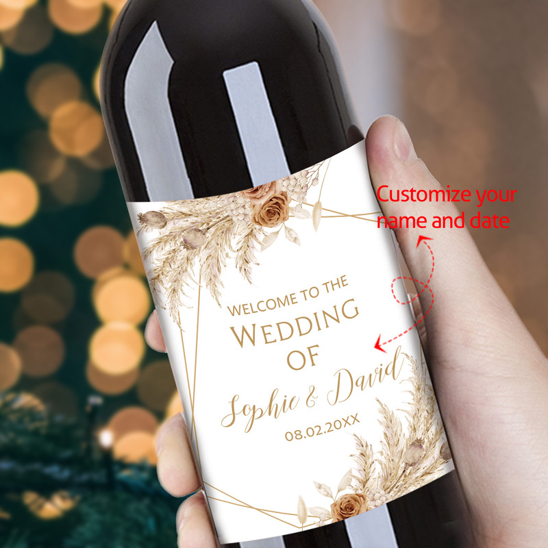 Wedding Labels Stickers, Personal Customized Wine Bottle Labels, Unique Custom Name And Date, Special Celebration