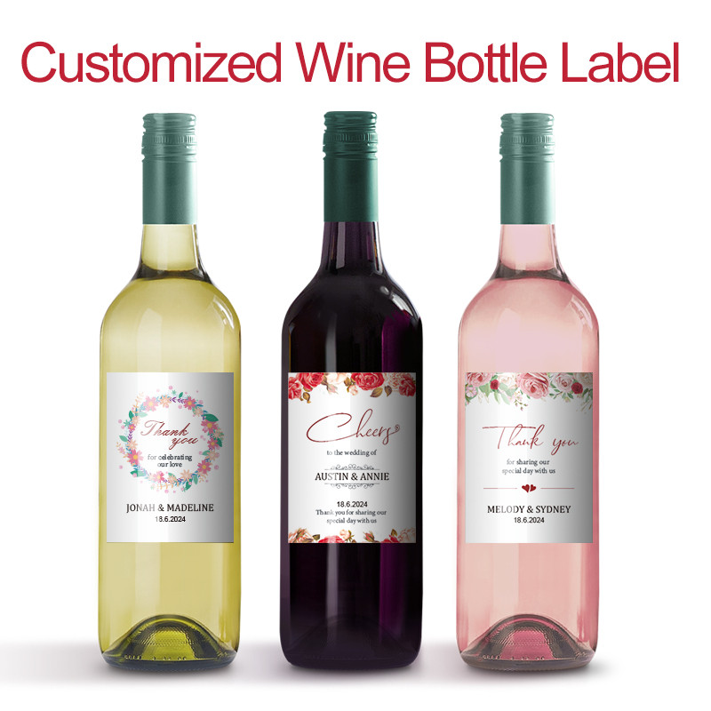 Custom Wedding Wine Bottle Labels Stickers Personalized Party Logo Engagement Birthday Graduation 0