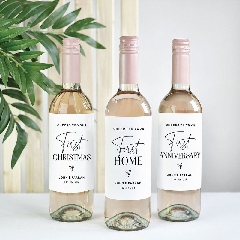 Custom Logo or Text Wine Bottle Stickers, Personalised Waterproof Champagne Labels, for Wedding Party, Bridal Shower