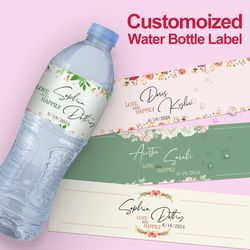personalized wedding water bottle labels, custom name and date stickers, waterproof bridal shower favor decorations