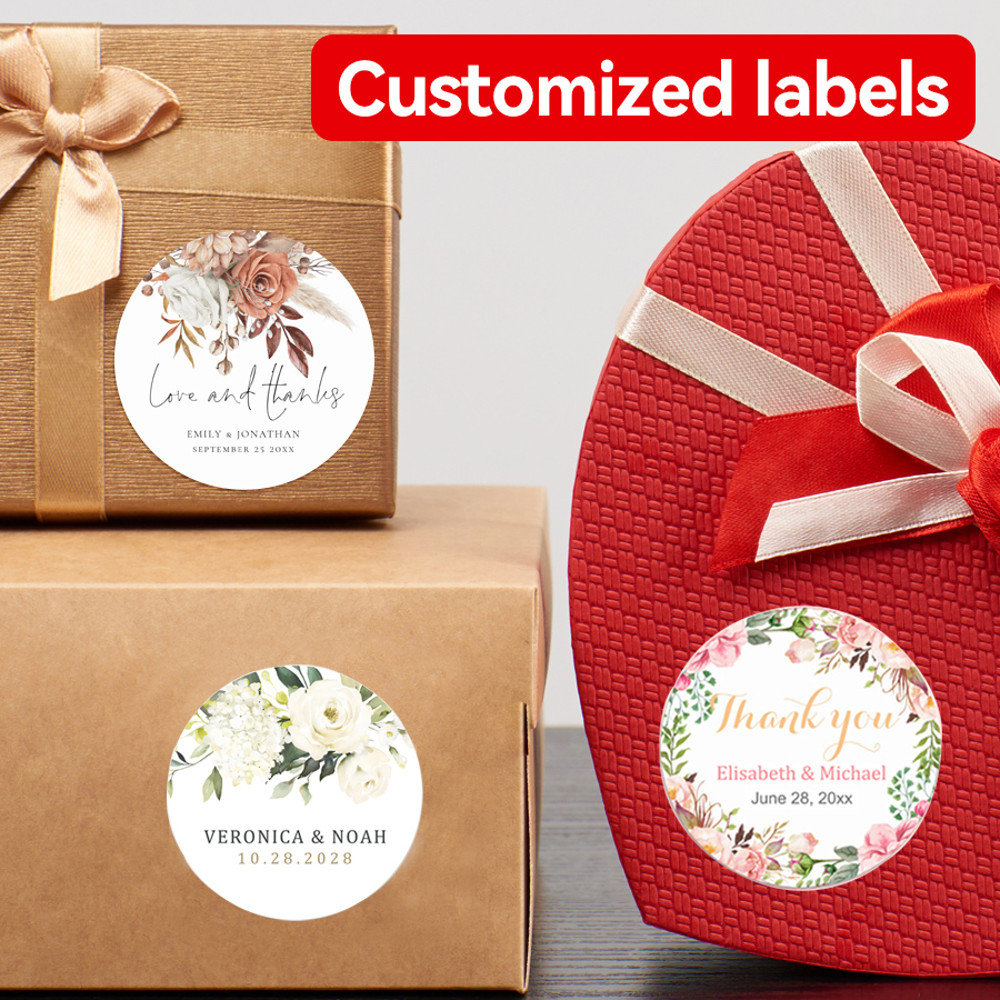 Personalized Waterproof Stickers Custom Wedding Birthday Invitation Labels Logo Design Gift Box And 0