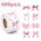 Polka Dot Pink Bow Sticker Cute Plaid Sealing Stickers Decals Gift Box Packaging Party DIY Decorati 4