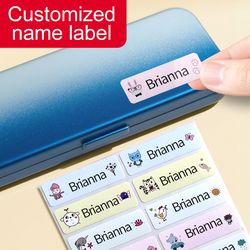 personalized name stickers custom design for school kits, gym bottles & laptop cases-odorless material, trending animal patterns