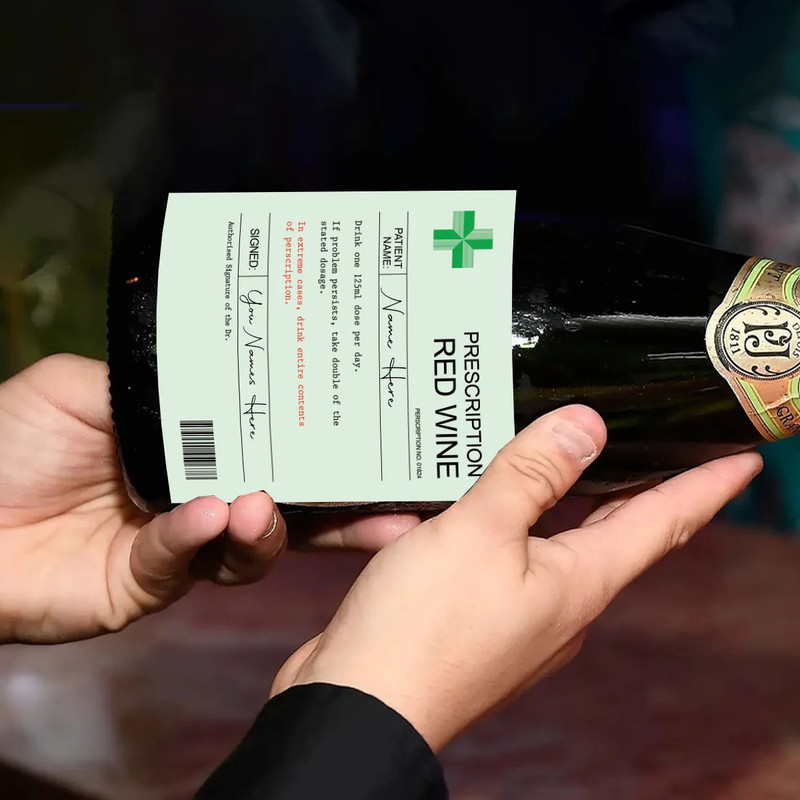 Christmas Fun Novelty Label, Wine Champagne Bottle Sticker, Fun Prescription Wine Label