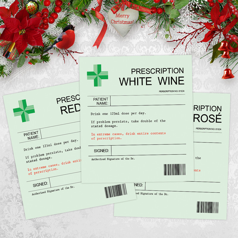 Christmas Fun Novelty Label, Wine Champagne Bottle Sticker, Fun Prescription Wine Label