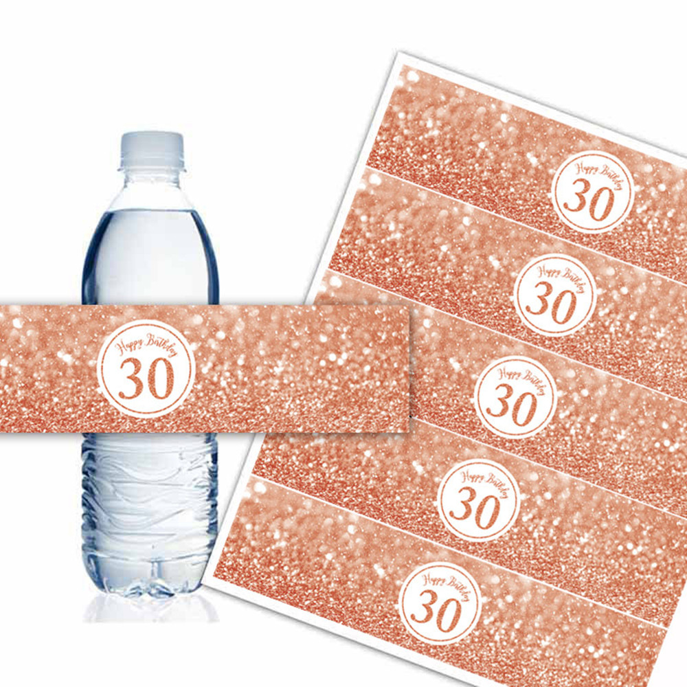 Birthday Bottle Stickers multiple Year Old Digital Labels, Happy Birthday Party Bottle Decorations