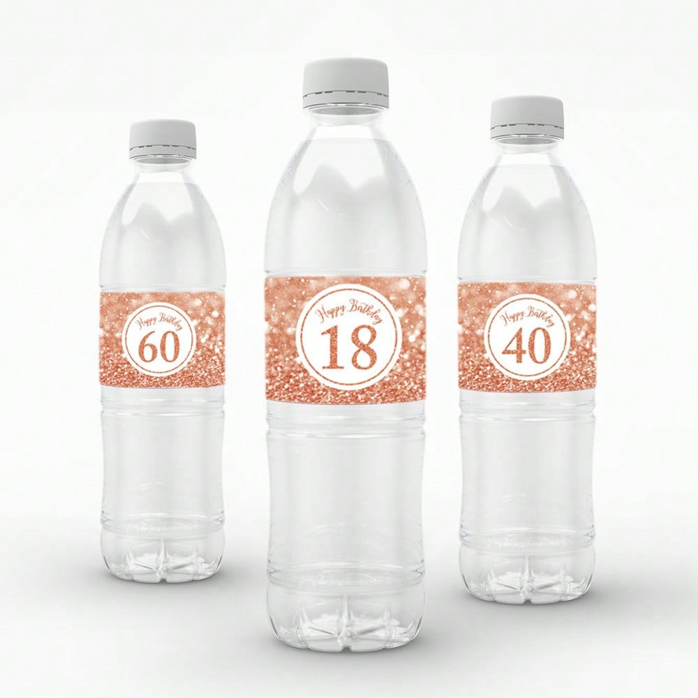 Birthday Bottle Stickers multiple Year Old Digital Labels, Happy Birthday Party Bottle Decorations