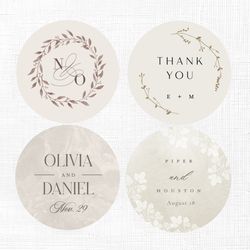 custom wedding label stickers, groom and bride name stickers, personalized wedding gift stickers