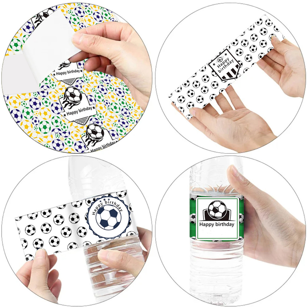 Football Soccer Birthday Party Decor Water Bottle Label Sticker Wrap Birthday Party Stickers
