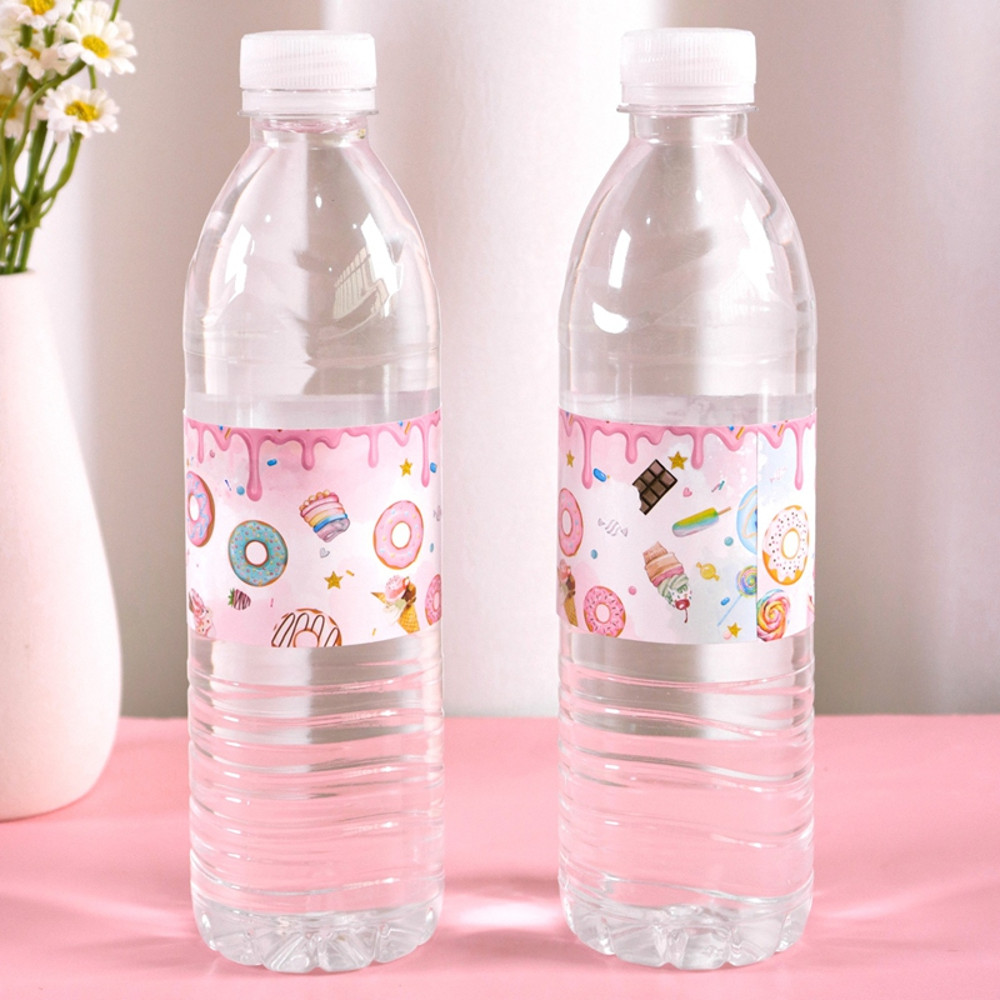 Kids Donut Theme Water Bottle Stickers, Ice Cream Labels, Baby Shower Party Decoration Supplies
