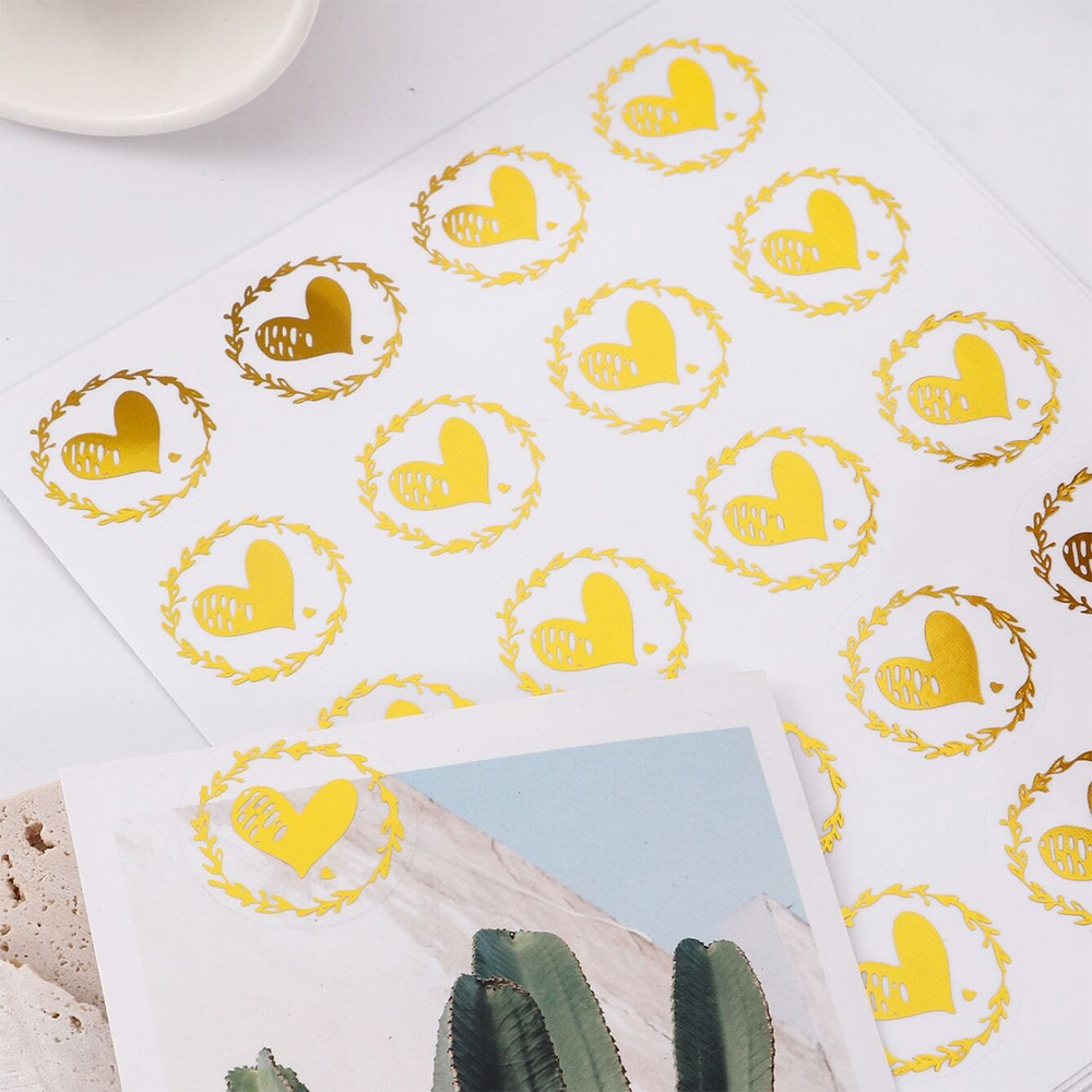 Clear Bronzing Heart Stickers 100 200PC, Gift Sealing Label, Colorful Wedding Invitation, Birthday Party Gathering Gift