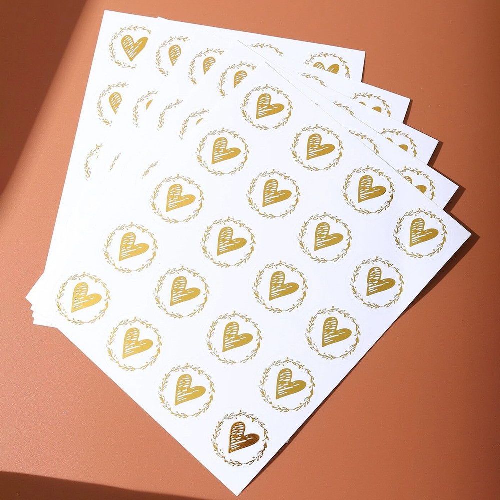 Clear Bronzing Heart Stickers 100 200PC, Gift Sealing Label, Colorful Wedding Invitation, Birthday Party Gathering Gift