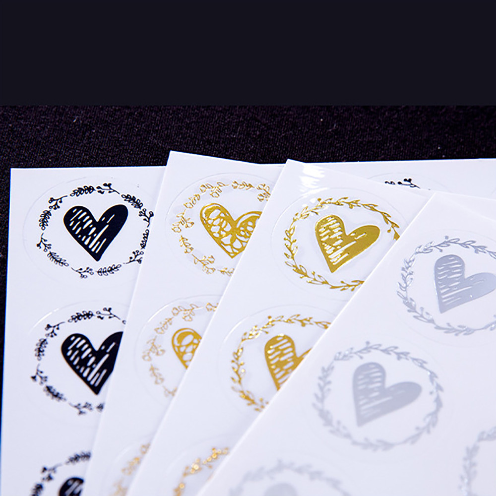Clear Bronzing Heart Stickers 100 200PC, Gift Sealing Label, Colorful Wedding Invitation, Birthday Party Gathering Gift