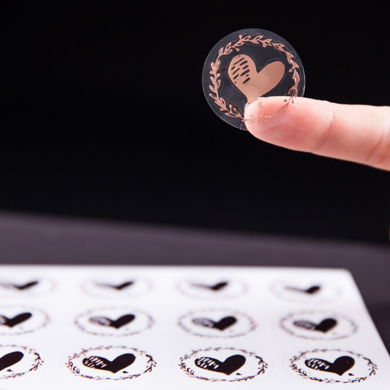 Clear Bronzing Heart Stickers 100 200PC, Gift Sealing Label, Colorful Wedding Invitation, Birthday Party Gathering Gift