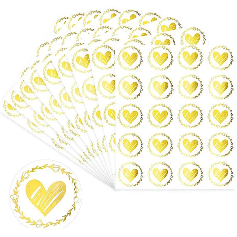 Clear Bronzing Heart Stickers 100 200PC, Gift Sealing Label, Colorful Wedding Invitation, Birthday Party Gathering Gift
