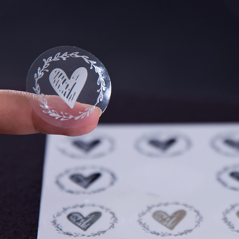Clear Bronzing Heart Stickers 100 200PC, Gift Sealing Label, Colorful Wedding Invitation, Birthday Party Gathering Gift
