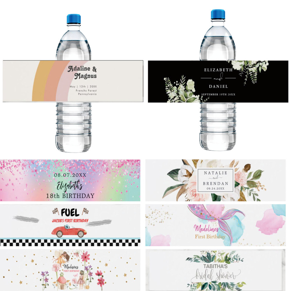 Personalized Bottle Labels, Custom Name Text Stickers, Water Bottle Stickers, Customized Celebration Labels