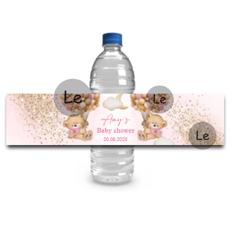 Personalized Baby Shower Sticker, Custom Cute Bear Bottle Label, Baptism Party Decoration, Gender Reveal Team Boy Girl