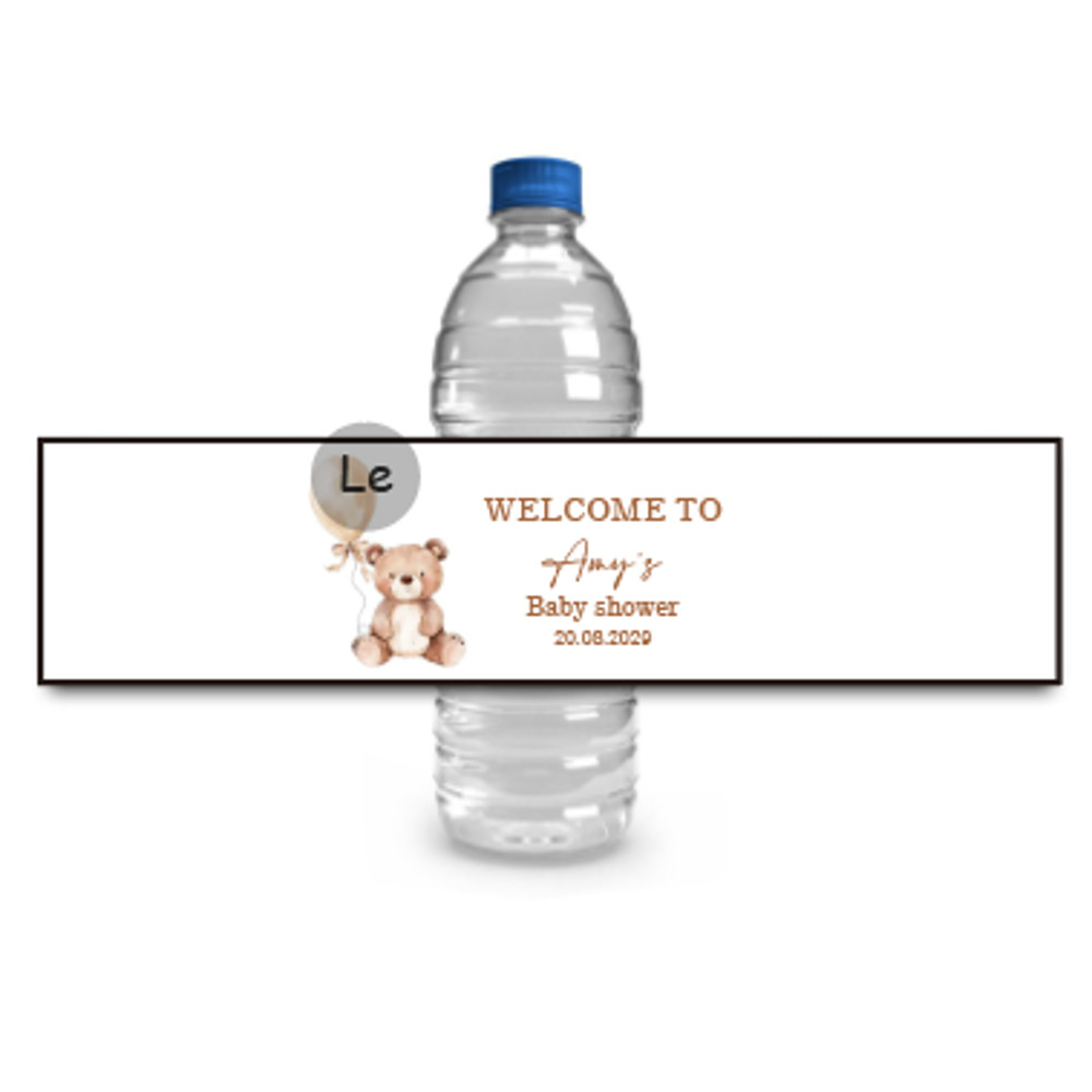Personalized Baby Shower Sticker, Custom Cute Bear Bottle Label, Baptism Party Decoration, Gender Reveal Team Boy Girl