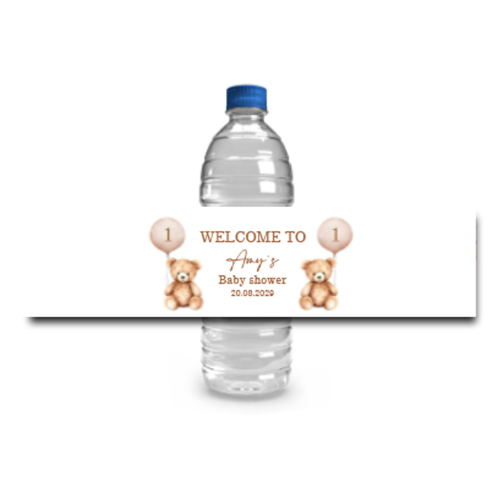 Personalized Baby Shower Sticker, Custom Cute Bear Bottle Label, Baptism Party Decoration, Gender Reveal Team Boy Girl