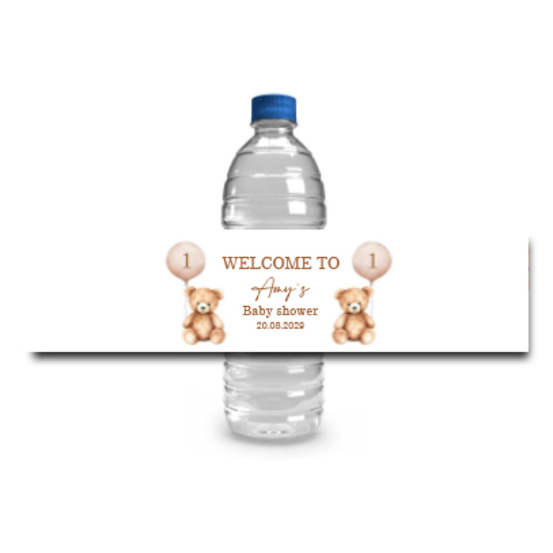 Personalized Baby Shower Sticker, Custom Cute Bear Bottle Label, Baptism Party Decoration, Gender Reveal Team Boy Girl