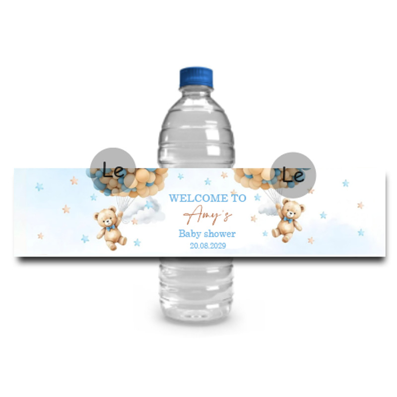 Personalized Baby Shower Sticker, Custom Cute Bear Bottle Label, Baptism Party Decoration, Gender Reveal Team Boy Girl