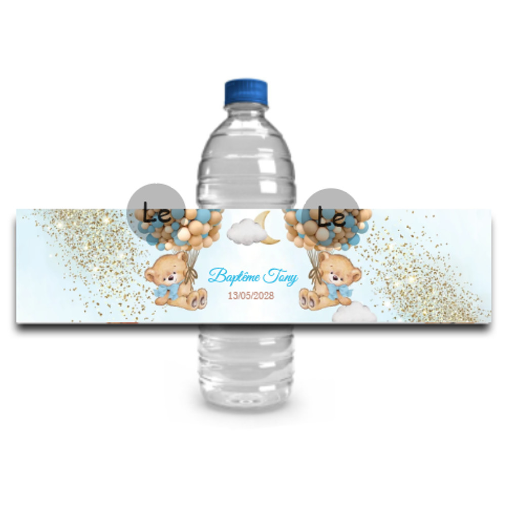 Personalized Baby Shower Sticker, Custom Cute Bear Bottle Label, Baptism Party Decoration, Gender Reveal Team Boy Girl