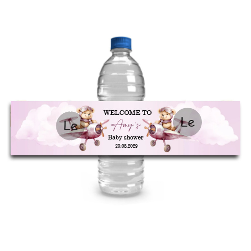 Personalized Baby Shower Sticker, Custom Cute Bear Bottle Label, Baptism Party Decoration, Gender Reveal Team Boy Girl